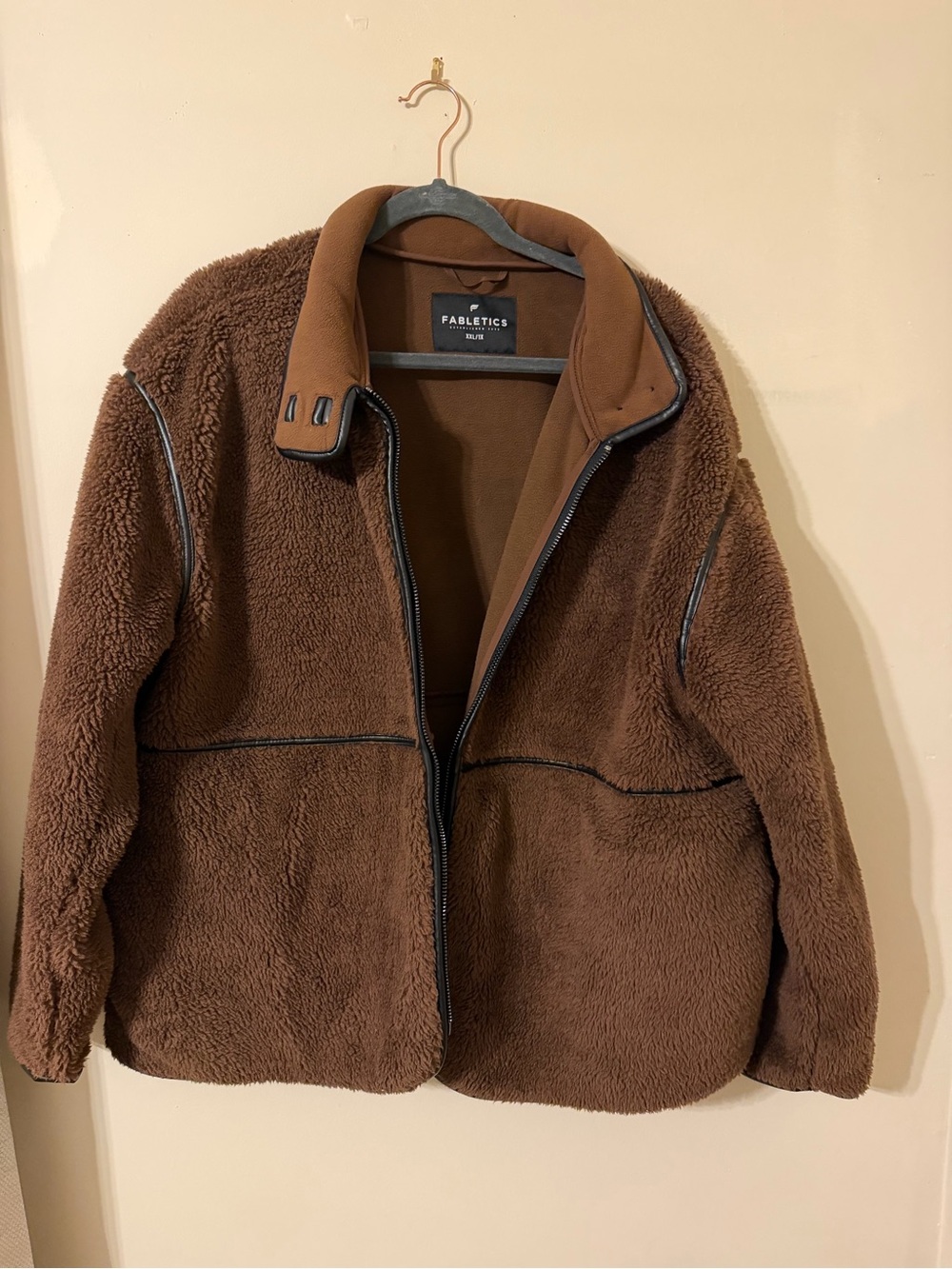 Fabletics Chocolate Brown Sherpa Zip-Up Jacket